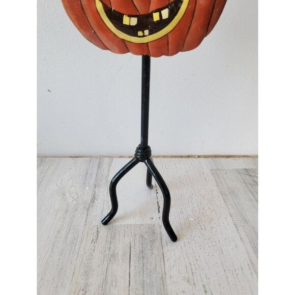 Vintage metal candle stick holder jack-o'-lantern pumpkin Halloween - Picture 4 of 7